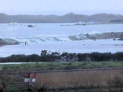 Mochras Lagoon invades farm land