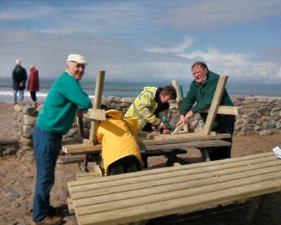 Erecting picnic tables